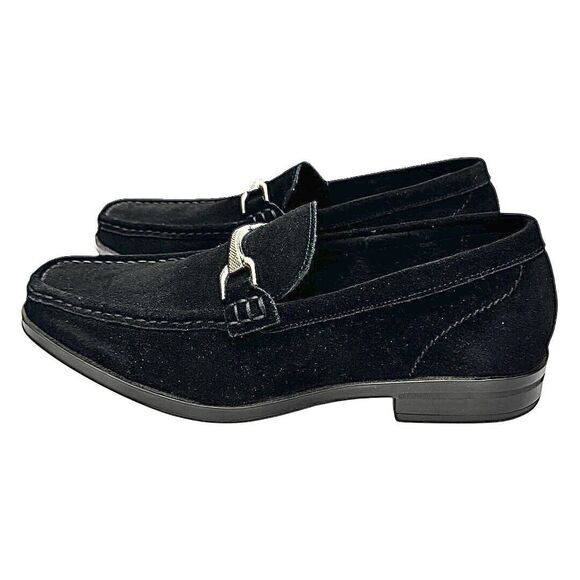Stacy Adams Newcomb Moc Toe Bit Loafers Black Suede Size 7.5 M Slip-On Pre-Owned - Picture 9 of 11